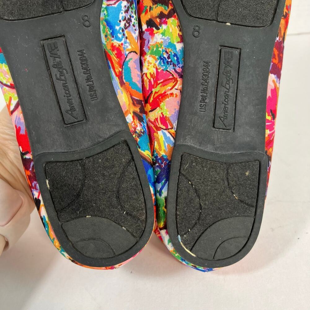 American Eagle Sz 8 Ainsley Boho Floral Ballet Flats w Bow Textile Upper Y2K 90s - Picture 14 of 16
